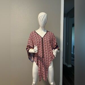 Democracy Boho Kimono Sleeve Multi Print V-neck Size 1X